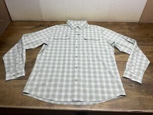 Poncho The Sapelo Mens Slim Fit Flannel Shirt Green White Plaid Size Large